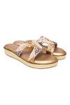 Buy_Kkarma_Gold Silk Ekavali Cutout Platform Heels_at_Aza_Fashions