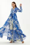 Buy_KoAi_Blue Chiffon Floral Pattern Cape_at_Aza_Fashions