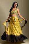 Buy_Two Sisters By Gyans_Black Crepe Ombre Lehenga Embroidered Blouse Set_at_Aza_Fashions