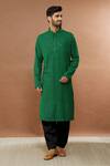 Buy_Aham-Vayam_Green Cotton Sitara Embroidered Kurta And Patiala Set_at_Aza_Fashions