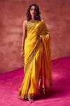 Buy_Punit Balana_Yellow Organza Silk Border Embroidered Saree With Blouse_at_Aza_Fashions