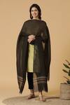 Buy_Shingora_Black Silk Contrast Stripe Embroidered Dupatta_at_Aza_Fashions