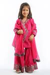 Buy_Rohit Bal_Fuchsia Chanderi Angrakha Sharara Set For Girls_at_Aza_Fashions