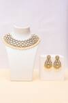 Buy_Zevar by Geeta_Pearl Drop Kundan Embellished Necklace Jewellery Set_at_Aza_Fashions
