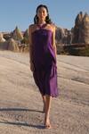 Buy_Twinkle Hanspal_Purple Handloom Chanderi Norah Halter Neck Dress_at_Aza_Fashions