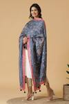 Buy_Shingora_Blue Pure Silk Floral Print Dupatta_at_Aza_Fashions