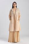 Buy_Megha Bansal_Beige Silk Gulmohar Badami Coat And Anarkali Set_at_Aza_Fashions