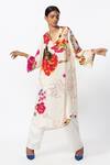 Buy_Saaksha & Kinni_Ivory Silk Abstract Floral Placement Print Kurta_at_Aza_Fashions