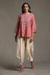 Buy_Ritu Kumar_Pink Handloom Cotton Chanderi Kurta_at_Aza_Fashions