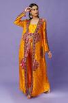 Buy_Payal Singhal_Yellow Silk Bandhani Pattern Jacket And Jogger Pant Set_at_Aza_Fashions