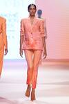 Buy_Pankaj & Nidhi_Orange Solana Tailored Blazer And Pant Set_at_Aza_Fashions