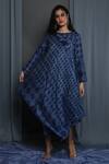 Buy_Krishna Mehta_Blue Chanderi Printed Asymmetrical Tunic_at_Aza_Fashions