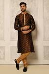 Buy_Naintara Bajaj_Brown Floral Print Straight Kurta And Churidar Set_at_Aza_Fashions