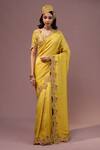 Buy_Rishi and Soujit_Yellow Floral Border Embroidered Saree With Blouse_at_Aza_Fashions