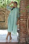 Buy_Desert Shine by Sulochana Jangir_Green Handwoven Chanderi Aari Embroidered Sleeve Shirt Dress_at_Aza_Fashions