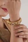 Shop_Smars Jewelry_Stone Embellished And Carved Kada_at_Aza_Fashions