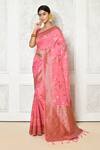Buy_Naintara Bajaj_Pink Cotton Woven Geometrical Pallu Saree_at_Aza_Fashions