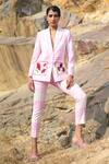 Buy_Neiza by Neeti Seth_Pink Checkered Cashmere Wool Jacket_at_Aza_Fashions