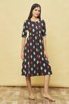 Buy_Samyukta Singhania_Black Cotton Printed Dress_at_Aza_Fashions