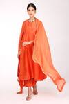 Buy_Komal Shah_Orange Chanderi Kalidar Kurta Set_at_Aza_Fashions