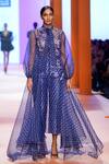 Buy_Pankaj & Nidhi_Purple Dawn Printed Cape And Pant Set_at_Aza_Fashions