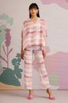 Buy_Pankaj & Nidhi_Pink Crepe Bayou Embellised Top And Pant Set_at_Aza_Fashions