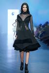 Buy_Saisha Shinde_Black Denim Velvet Full Sleeve Dress_at_Aza_Fashions