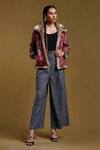 Buy_Ritu Kumar_Pink Cotton Bookley Printed Fur Jacket_at_Aza_Fashions