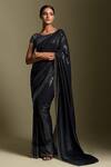 Buy_Two Sisters By Gyans_Black Georgette Sequin Embellished Sheeting Saree With Blouse_at_Aza_Fashions