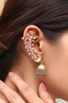 Shop_Noor_Dual Tone Floral Jhumka Earrings_at_Aza_Fashions