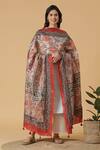 Buy_Shingora_Maroon Silk Floral Print Dupatta_at_Aza_Fashions