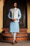 Buy_Nitika Gujral_Ivory Floral Vine Embroidered Bundi Kurta Set_at_Aza_Fashions