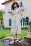 Buy_KARAJ JAIPUR_Cream Muslin Floral And Polka Dot Pattern Shirt Dress_at_Aza_Fashions
