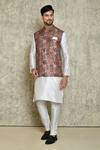 Buy_Naintara Bajaj_Red Cotton Bundi And Full Sleeve Kurta Set_at_Aza_Fashions