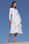 Buy_Twinkle Hanspal_White Cotton Poplin Waterfall Draped Dress_at_Aza_Fashions