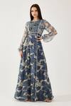 Buy_KoAi_Blue Chiffon Floral Print Maxi Dress_at_Aza_Fashions