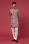 Buy_Spring Break_Purple Polyester Cotton Embroidered Kurta Set_at_Aza_Fashions