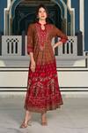 Buy_Bairaas_Red Rayon Elephant And Bohemian Pattern Dress_at_Aza_Fashions