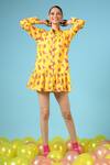 Buy_Marche_Yellow Cotton Silk Digital Print Shirt Dress_at_Aza_Fashions