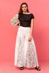 Buy_Shristi Chetani_White Cotton Abstract Print Flared Pant_at_Aza_Fashions