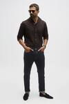 Buy_Terra Luna_Black Organic Handloom Cotton One Piece Collar Shirt_at_Aza_Fashions