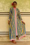 Buy_Swati Vijaivargie_Blue Gauri Silk Long Kurta Set_at_Aza_Fashions