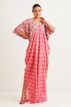 Buy_Sorbae_Pink Silk Floral Print Kaftan Gown_at_Aza_Fashions