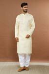 Buy_Aham-Vayam_Beige Kharif Silk Cotton Kurta Set_at_Aza_Fashions