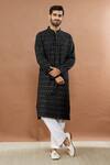 Buy_Aham-Vayam_Black Cotton Chamkila Embroidered Kurta And Pyjama Set_at_Aza_Fashions