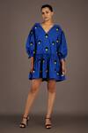 Buy_Deepika Arora_Blue Cotton Confetti Embroidered Dress_at_Aza_Fashions