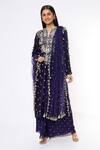 Buy_Payal Singhal_Blue Silk Bandhani Mirror Embroidered Kurta Set_at_Aza_Fashions