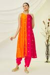 Buy_Naintara Bajaj_Pink Art Silk Thread Embroidered Kurta_at_Aza_Fashions