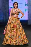 Buy_Mahima Mahajan_Gold Organza Satin Floral Print Lehenga Set_at_Aza_Fashions
