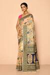 Buy_Naintara Bajaj_Cream Cotton Saree_at_Aza_Fashions